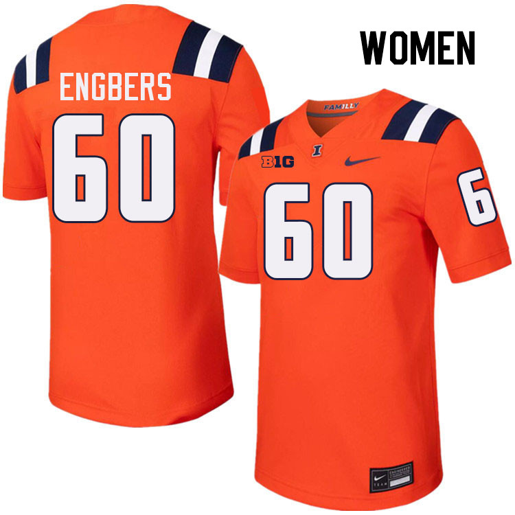 Women #60 Joep Engbers Illinois Fighting Illini College Football Jerseys Stitched-Orange